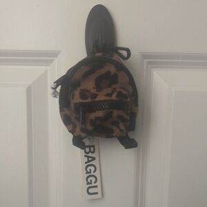 BAGGU Leopard Print Mini Backpack Coin Pouch - Brown Black